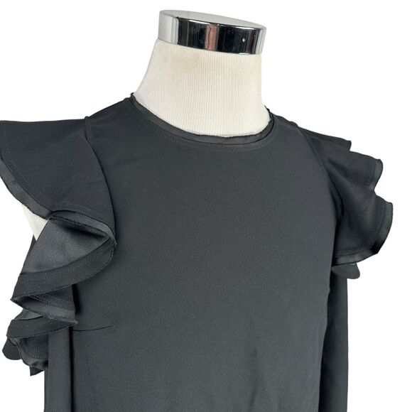 P.A.R.O.S.H. Top Womens Small Black Ruffles Exposed Shoulder Blouse Long Sleeve - Picture 2 of 9
